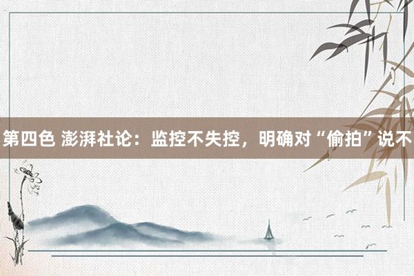 第四色 澎湃社论：监控不失控，明确对“偷拍”说不