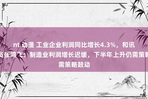 nt 动漫 工业企业利润同比增长4.3%，和讯研讨员张鸿飞：制造业利润增长迟缓，下半年上升仍需策略鼓动